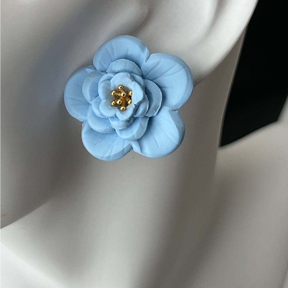 Gold and Blue Dangle Earrings with Intricate Design